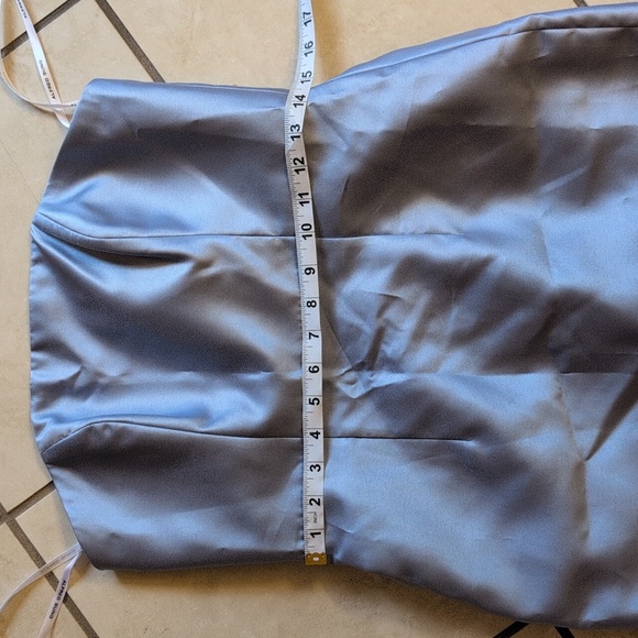 NWT Alfred Sung Strapless Column Gown Maxi Dress Back Slit Cloudy Blue 6 - Picture 11 of 13